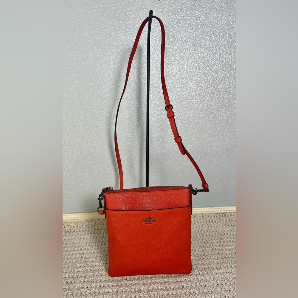 Coach Signature Zip file crossbody Orange